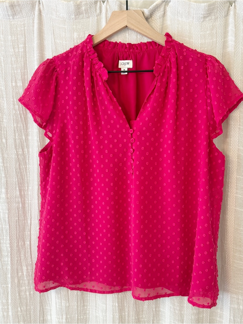 J. Crew Factory Hot Pink Clip Dot Blouse M
